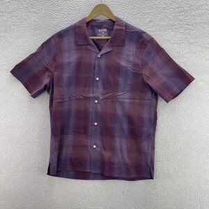 Rhone Shirt Mens Medium Purple Plaid Camp Button Up Short Sleeve Vacation Preppy